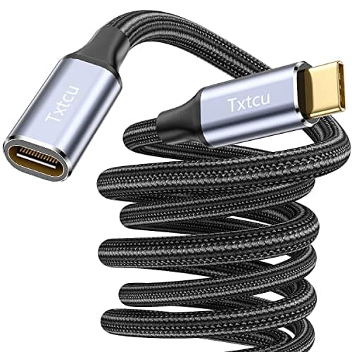 Image of Txtcu USB C Extension Cable 5m, USB 3.2/5Gbps 4K Video 100W C to C Fast Charging & Sync Nylon Male to Female Extender Cord for iPhone 17 16 15 + pro,MacBook iPad/Pro,Galaxy S25 S24