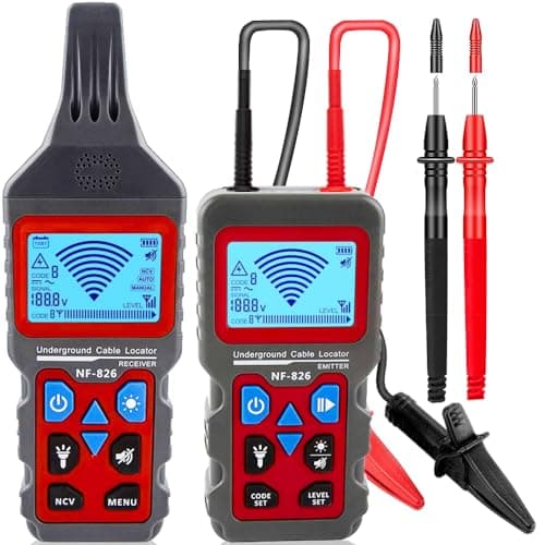 Image of NF-826 Underground Wire Locator & Cable Tracer/Buried Wire Tracer and Cable Locator/Under Ground Circuit Tracer,12-400V AC/DC voltage for Dog Fence Cables Irrigation Control Wires,Tone Generator Kit