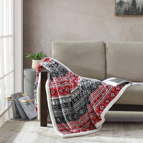 Image of Eddie Bauer - Throw Blanket, Super Soft Reversible Sherpa Fleece Bedding, Ideal Christmas & White Elephant Gifts, Cozy Plaid Home Decor (Fair Isle, Throw)