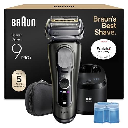 Image of Braun Series 9 PRO+ Electric Shaver for Men, 9665CCE, Graphite - Wet & Dry Electric Razor, 5+1 Ultra Thin Precision Blades, Pro SensoAdapt Technology, 6in1 SmartCare Center, 60 min Runtime