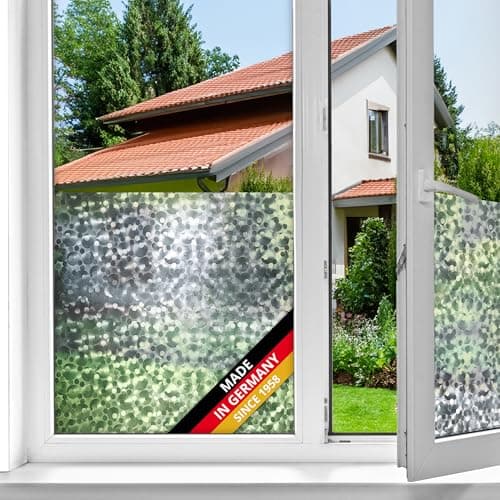 Image of d-c-fix window film privacy Pearl – 45cm x 2m – self adhesive vinyl films for glass windows with a modern geometric pattern – opaque, frosted, decorative for bathroom, home & kitchen