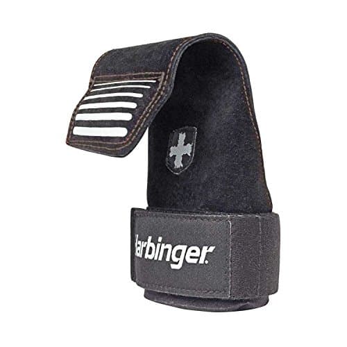 Image of Harbinger Lifting Grips - 2-in-1 Design Protects Palms and Doubles as a Training Strap, SpiderGrip Leather Prevents Calluses and NeoTek Pad Cusions Wrist, Ideal For Heavy Lifting, S/M, Black