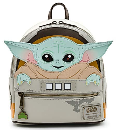Image of Loungefly Women's Star Wars Mandalorian Child Baby Yoda Cradle Mini Backpack Craddle, Multi, One Size, STBK0177