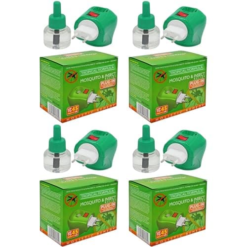 Image of Plug-in Mosquito Repellent Plug-in Insect Killer for Home & Travel Lasts for up to 45 Nights per Refill | Each Pack Includes a Plug and one Bottle for Long Lasting Performance | 4 Pack