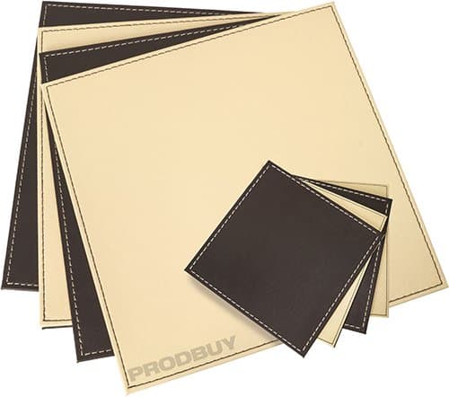 Image of Set of 4 Reversible Cream & Brown Faux Leather Placemats & Coasters