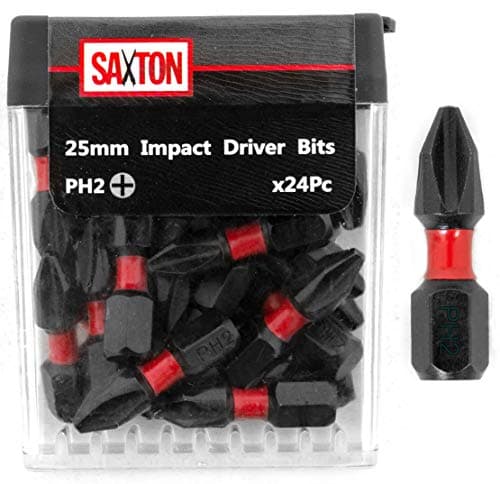 Image of Saxton 24x PH2-25mm Impact Duty Phillips Screwdriver Drill Driver Bits Sets Tic Tac Box fits Dewalt Milwaukee Bosch