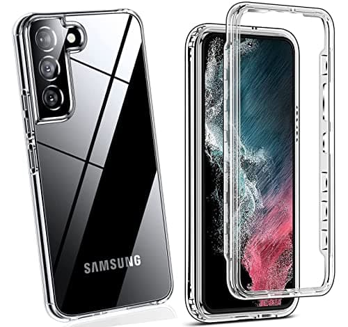 Image of NWNK13 For Samsung Galaxy S22 Case Crystal Clear Slim Fit Front & Back 360° Case Built-in Screen Protector Transparent Full Body Silicone Gel Mobile Phone Cover for Samsung S22 5G (Clear) (Clear)