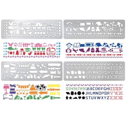 Image of UNICRAFTALE 4Pcs Metal Stencils for Wood Burning Mixed Patterns Stencils Stainless Steel Reusable Templates Alphabet and Number Bookmark Ruler School Supplies for DIY Engraving Painting Scrapbooking