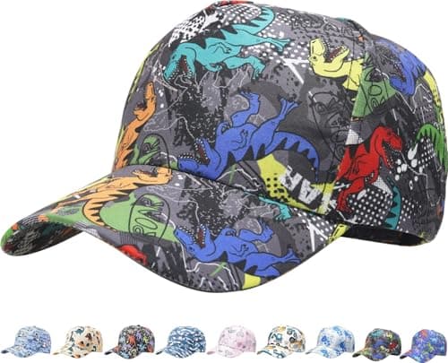 Image of MESU Children's Cute Cartoon Baseball Cap Summer Sun Hat for Boys Gilrs B - Grey Dinos