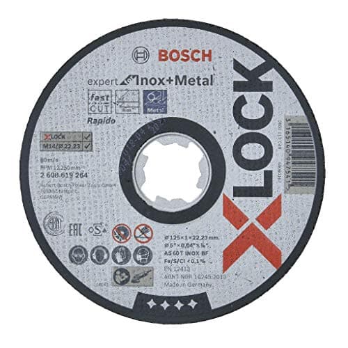 Image of Bosch Professional 1x Straight Cutting Disc Expert for Inox and Metal (X-LOCK, Ø 125 mm, Bore Ø 22.23 mm, Thickness 1 mm, Accessories Angle Grinders)