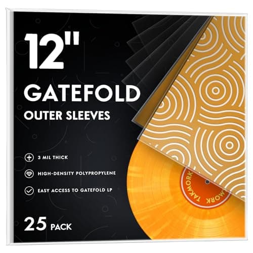 Image of 12-inch Gatefold Vinyl Record Outer Sleeves: Crystal Clear Vinyl Plastic Protective Sleeves, 3 Mil Thick, Pack of 25
