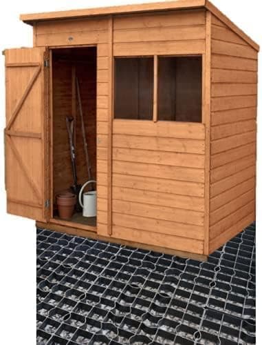 Image of 6ft x 8ft Plastic Grid Shed Base Kit with Weed Membrane, Garden Path, Grass Protection Mats, Greenhouse Pavers – Ideal for Garden Shed, Turf Grass, and Gravel Foundations. SHED NOT INCLUDED