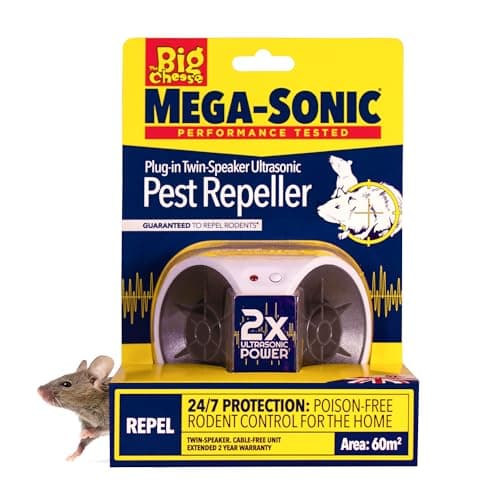 Image of The Big Cheese Ultra Power – Mega-Sonic® Plug-In Twin-Speaker Pest Repeller - Professional Ultrasonic Technology Repels Mice & Rats Instantly - Indoor Electric Powered Plug-in – Pet-Friendly