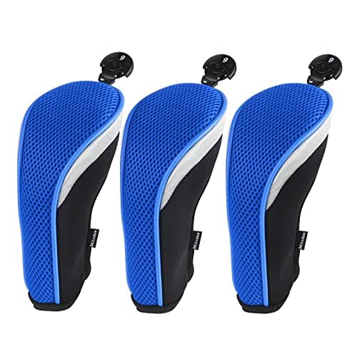 Image of Andux Golf Hybrid Club Head Covers Short Neck with Dial No. Tag Pack of 3 Blue