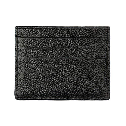 Image of Hibate RFID Blocking Genuine Leather Unisex Slim Credit Card Case Holder Debit Wallet Sleeve - Black