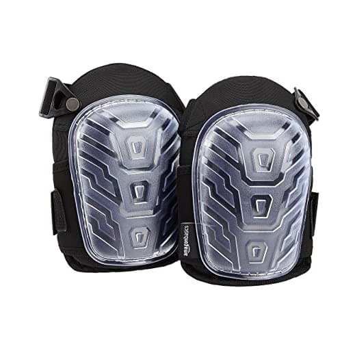 Image of Amazon Basics Professional Knee Pads, Heavy Duty Foam Padding, Comfortable Gel Cushion, Adjustable Easy-Fix Clips, Clear, 1 Pair
