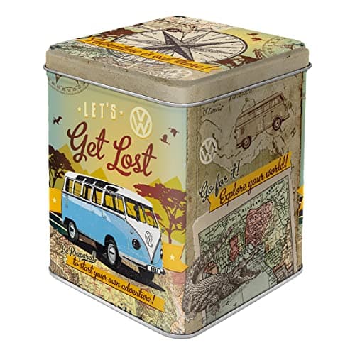 Image of Nostalgic-Art Retro Tea Caddy Bulli - Let's Get Lost - VW Bus Gift Idea Loose Tea Bag Storage Vintage Design 100g