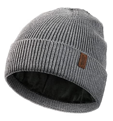 Image of Wmcaps Beanie for Men, Stretchy Soft Cuffed Wooly Beanie with Thick Warm Lining, Unisex Classic Winter Hat, Gifts for Women/Men/Her/Him/Dad (Grey)