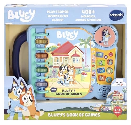 Image of VTech Bluey’s Book of Games, Official Bluey Book, Interactive Childrens Book, Educational Activity Toy with 4 Learning Modes, Gift for Kids Ages 3, 4, 5, 6 Years, English Version
