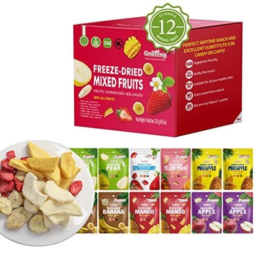 Image of ONETANG Freeze-Dried Mixed Fruit, 12 Pack Single-Serve Pack, Non GMO, Kosher, No Add Sugar, Gluten free, Vegan, Holiday Gifts, Healthy Snack 0.35 Ounce