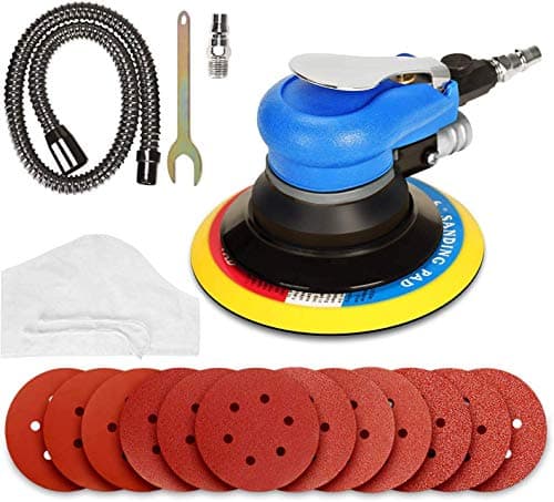 Image of DollaTek 150mm Compressed air Random Orbit Sander Orbital Random polishing Machine Sanding air Grinder + 12 pcs Sanding Discs Sanding Paper