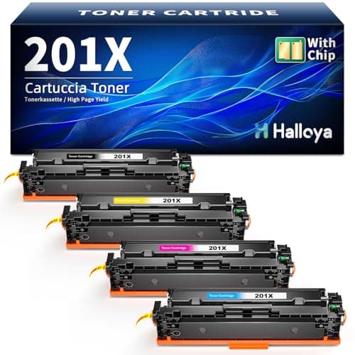 Image of Halloya 201X 201A Toner Cartridge Compatible for HP M277dw Toner 201X 201A for Color LaserJet Pro MFP M277dw M252dw M277n M274n M252n CF400X CF401X CF402X CF403X (4Pack, Black Cyan Yellow Magenta)
