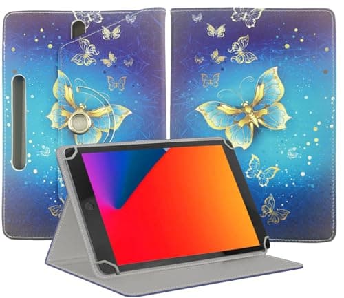 Image of EKAM Universal Stand Folio Case Cover for All 8" Tablets (Fire HD 8, Lenovo Tab M8 8 inch, iPad Mini 5/4/3/2/1,iPad mini 6), PU Leather case Fit for all 8inch tablets (Butterfly Gold)