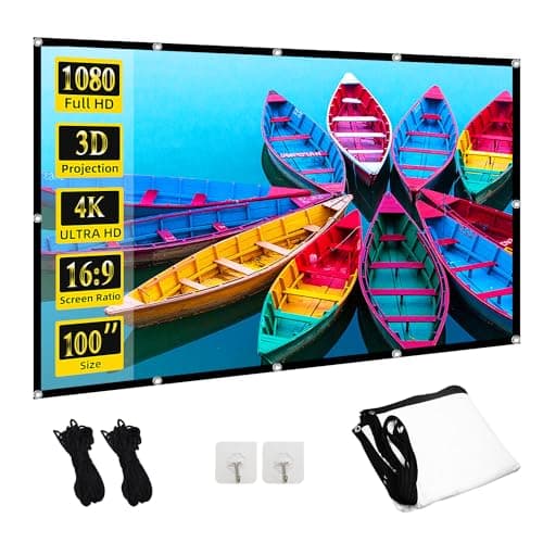 Image of 100 inch Projector Screen, Wootfairy Rear Front 16:9 4K HD Wrinkle-Free Movie Screen for Indoor Outdoor Home Theater Backyard Cinema