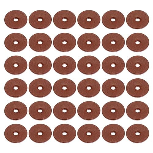 Image of PATIKIL 12mm Leather Washers, 100pcs Leather Handle Washers Leather Spacer Cushion Washers 1.5 mm Thick Round for Knife Handle Hammer Hatchet Badge Bicycle Seat Crafts, Reddish Brown