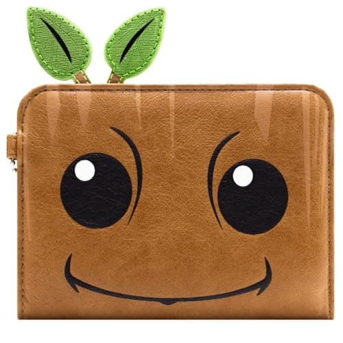 Image of I Am Groot Guardians of The Galaxy Hero Close Up Purse Clutch Coin Pocket & Card Holder, Brown