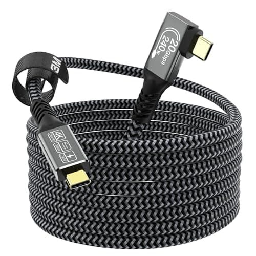 Image of CAKOBLE 3m usb c cable,[20Gbps,240W,4K@144Hz] USB 3.2 Compatible Thunderbolt 4 /Thunderbolt 3 5K@60Hz usbc monitor For iPhone16,MacBook,Samsung 24,90 degree usb c cable