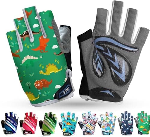 Image of Kids Cycling Gloves Half Finger Gel Padded Non-Slip Breathable, Junior Glove Girls Boys Fingerless Adjustable for Mountain Bike Running Riding Sport Outdoor Biking Skating (Aqua, S)