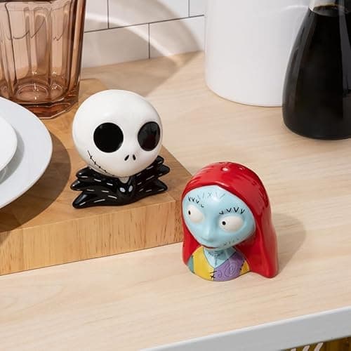 Image of Paladone Nightmare Before Christmas Officially Licensed Disney Salt & Pepper Shakers Jack Skellington & Sally Ceramic Set for Kitchen & Home Decor, Housewarming Gift Halloween & Christmas Decoration