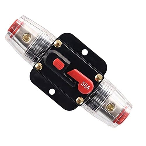 Image of RKURCK 12V-24V DC 50 Amp Circuit Breaker, Fuse Holder, Inline Fuse Block For Car Audio Solar Inverter System Protection (50A)