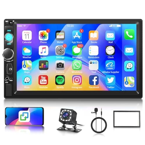 Image of Rimoody Double Din Car Radio with Bluetooth, 7 Inch Touch Screen 2 Din Car Stereo Mirror Link USB SD EQ FM Radio with Backup Camera Steering Wheel Control