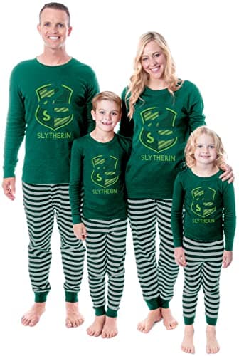 Image of Harry Potter Family All Hogwarts Houses Wizarding World Sleep Pajama Set, Slytherin, Adult, S