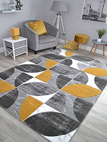 Image of New Hand Carved Ochre Gold Grey Mustard Black Silver Small Extra Large Size House Rugs Cheap (Gold Leaf, 80cm x 150cm)