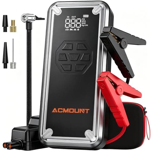 Image of 7000A Jump Starter Power Pack with Air Compressor, 150PSI Portable Car Battery Booster Jump Starter (All Gas/12L Diesel/Hybrid), Car Starter Power Bank with LED Light, Jump Leads, EVA Case