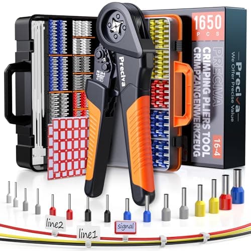 Image of Preciva 0.08-16mm² Crimping Tool Set,28-5 AWG Bootlace Ferrule Crimping Tool Kit with 1500PCS Connectors Terminals+100PCS 150mm Cable Ties+60PCS Label,Ratchet Crimper with Suitcase for Electricians