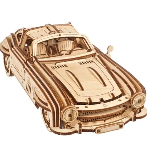 Image of UGEARS Winged Sports Coupe 3D Puzzle - 3D Wooden Puzzles for Adults Car Model Kit, Building Wooden Model Kits for Adults to Build - Mechanical Vehicle, Hobbies for Men