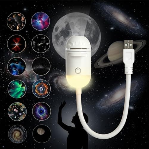 Image of 2-in-1 Galaxy Projector - Galaxy Night Light with 12 Sliding Projection Films，360°Adjustable Space Led Lights, Starry Planetarium Projectors with Dimmable Night Light for Car, Bedroom, Party