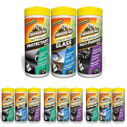 Image of Armor All, Car Interior Cleaning Wipes,Triple Pack for Dashboard, Glass & All Around Interior, Set of 3x30 Plastic Free Wipes (90 Biodegradable Wipes) (Pack of 4)