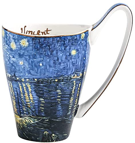 Image of YBK Tech Bone China Coffee Mug, 16oz Large Tea Cup - Design Inspired by Van Gogh's Paintings (Starry Sky Above The Rhône)