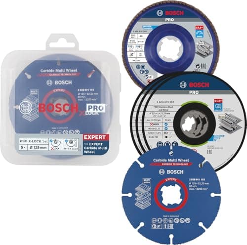 Image of Bosch Professional 2608619374 5-Piece X-LOCK Cutting Discs Set (Stainless Steel, Metal, Ø 125 mm, Accessories for Angle Grinders)