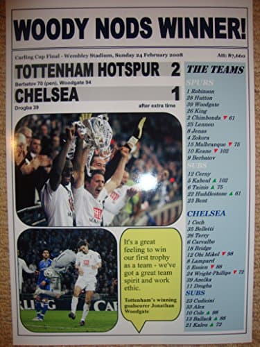 Image of Tottenham Hotspur 2 Chelsea 1 - 2008 Carling Cup final - souvenir print