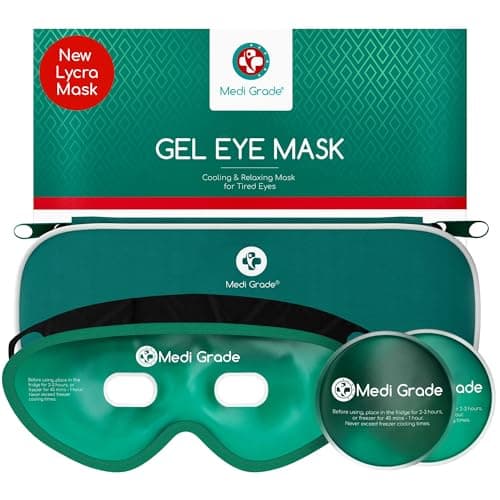 Image of Medi Grade Cooling Eye Mask for Puffy Eyes with Cold Pads and Insulated Thermo-Bag - Ice Cold Gel Eye Mask for Morning/Night Skincare Routine and Reducing Dark Circles - Soft Cooling