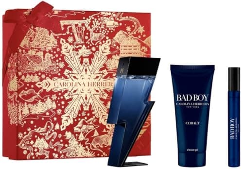 Image of Carolina Herrera Bad Boy Cobalt Eau de Parfum 100ml Gift Set (Contains 100 ml EDP, 100ml Shower Gel and 10ml Travel Spray)