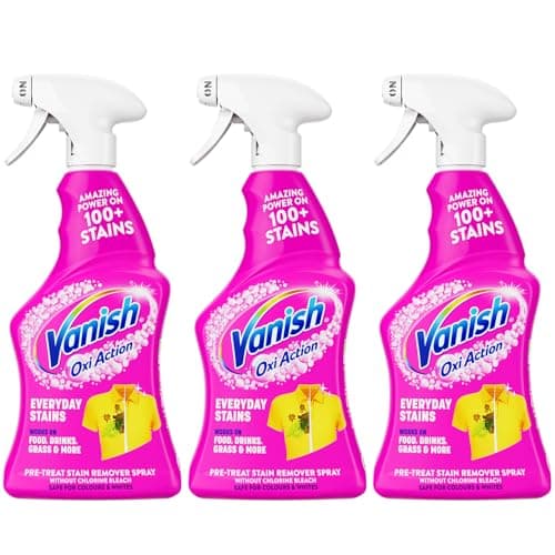 Image of Vanish Oxi Action Everyday Stain Spray for Couloured Garments and Fabrics - 500ml Pre-Treat Spray Without Chlorine Bleach (3 x 500ml)