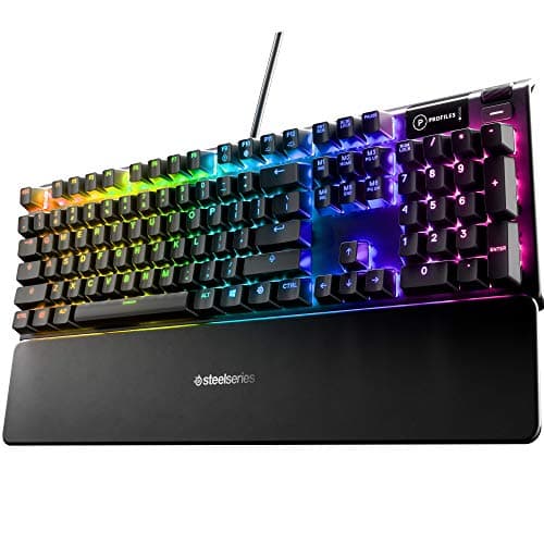 Image of SteelSeries USB Apex 5 Hybrid Mechanical Gaming Keyboard – Per-Key RGB Illumination – Aircraft Grade Aluminum Alloy Frame – OLED Smart Display (Hybrid Blue Switch)