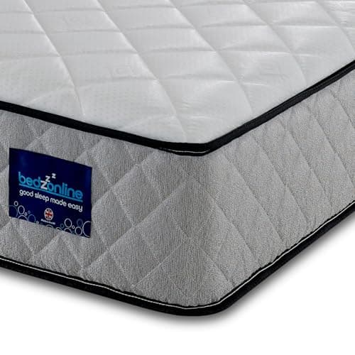 Image of BEDZONLINE Hybrid Memory Foam & Spring Mattress - 4ft6 Double (190 x 135 x 20 cm) | Thick Medium Firmness & Open Coil Sleep Support | Orthopaedic & Pressure Relief | UK Made & Hypoallergenic